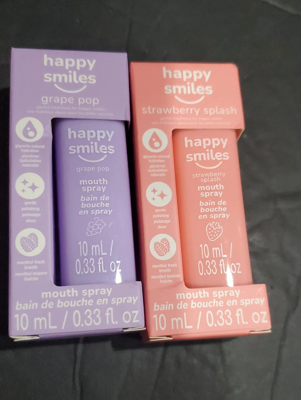 2pack Happy Smiles Grape pop and Strawberry splash mouth spray brand new